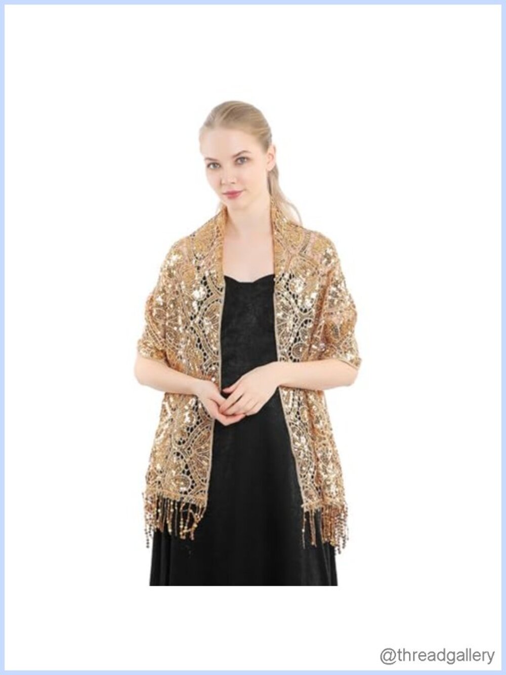 Elegant Sequin Flower Shawl Wrap Party Bridal Scarf Evening Dress